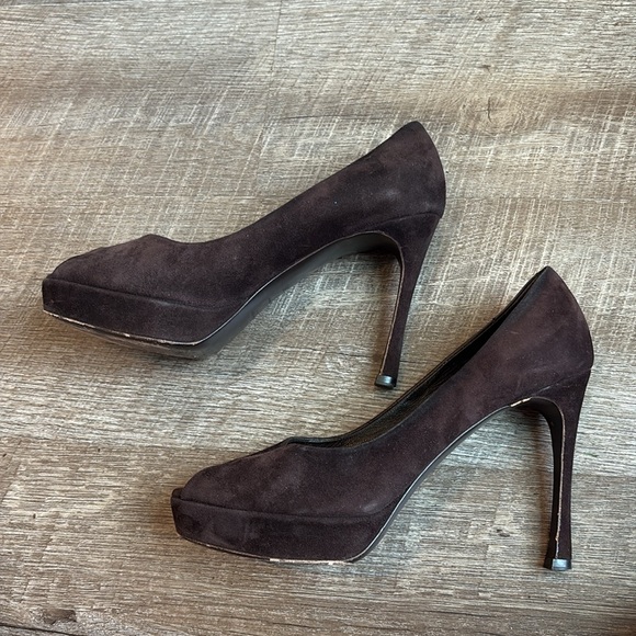 Yves Saint Laurent YSL Palais 80 Open Toe Suede Pumps Women’s 38.5 (US8.5) Brown - Picture 7 of 12